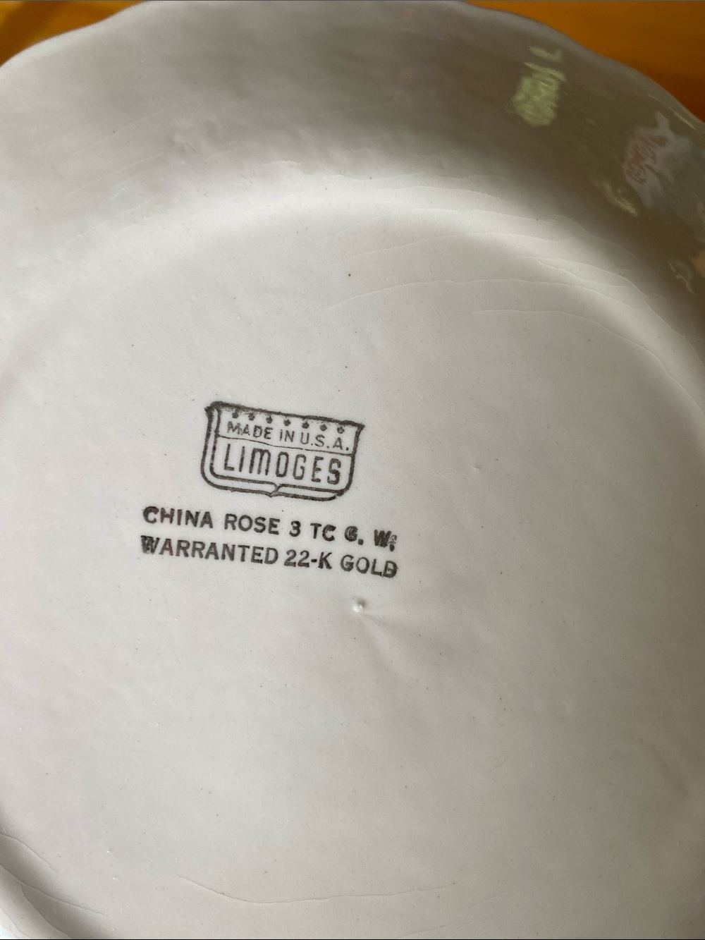 Vtg Limoge China Rose Scalloped 7 1/4” Dessert/Bread/Salad Plates set of 8 - Picture 4 of 13